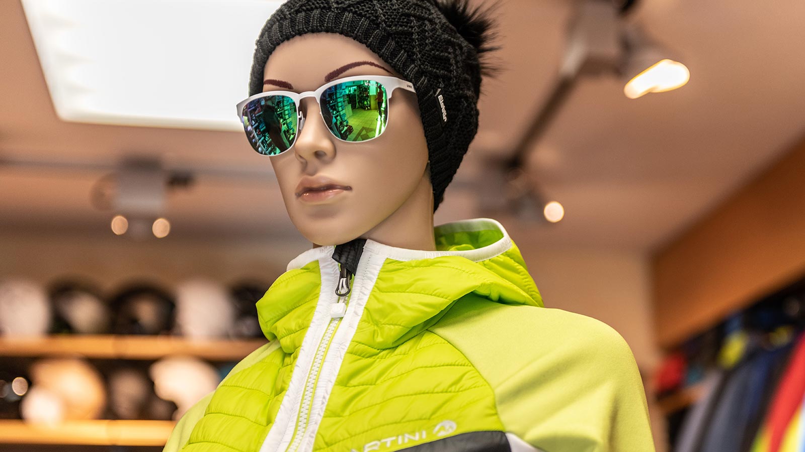 One of the mannequins of the ski and snowboard shop in Alta Badia